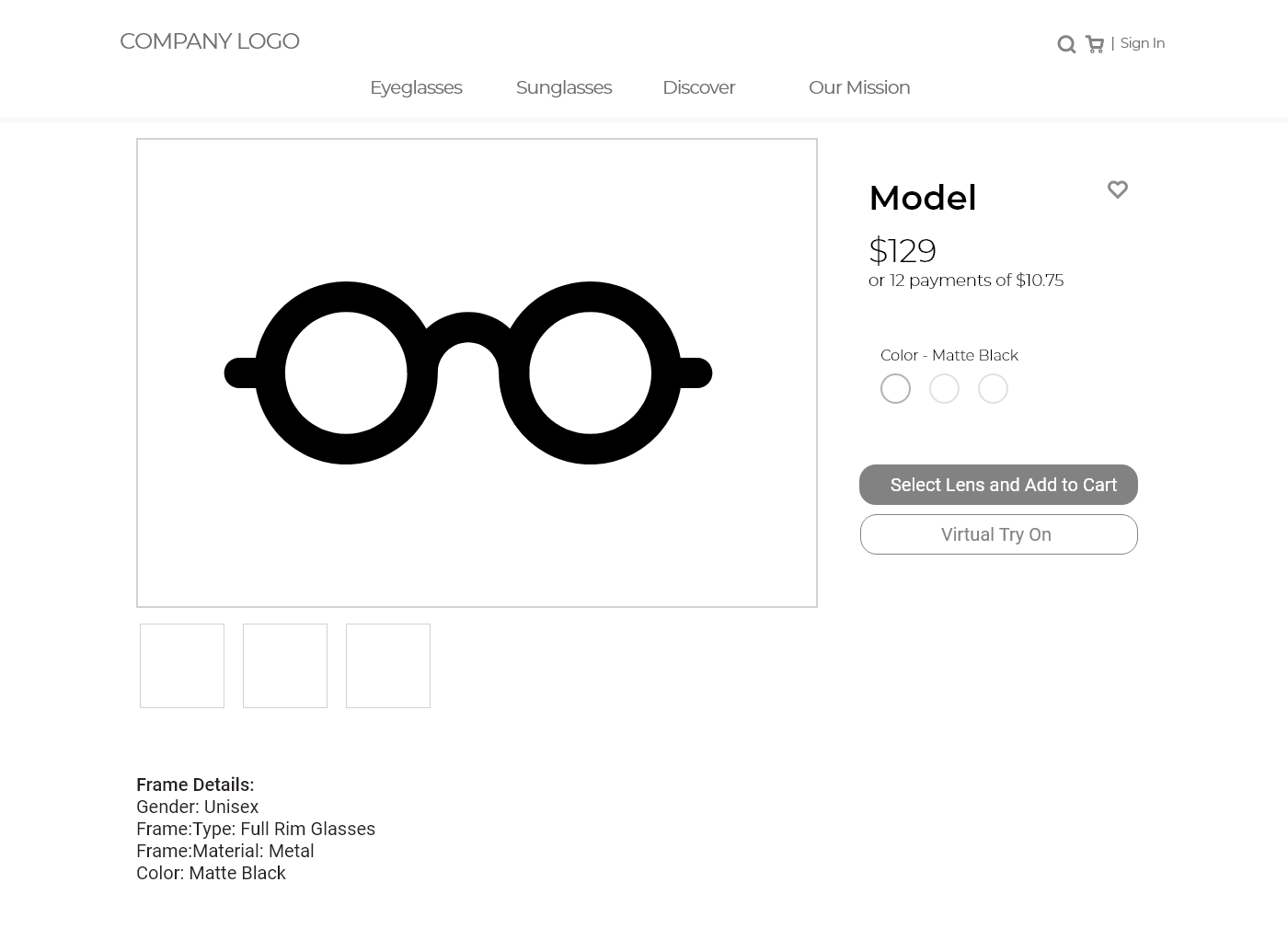 Wireframe Product Page