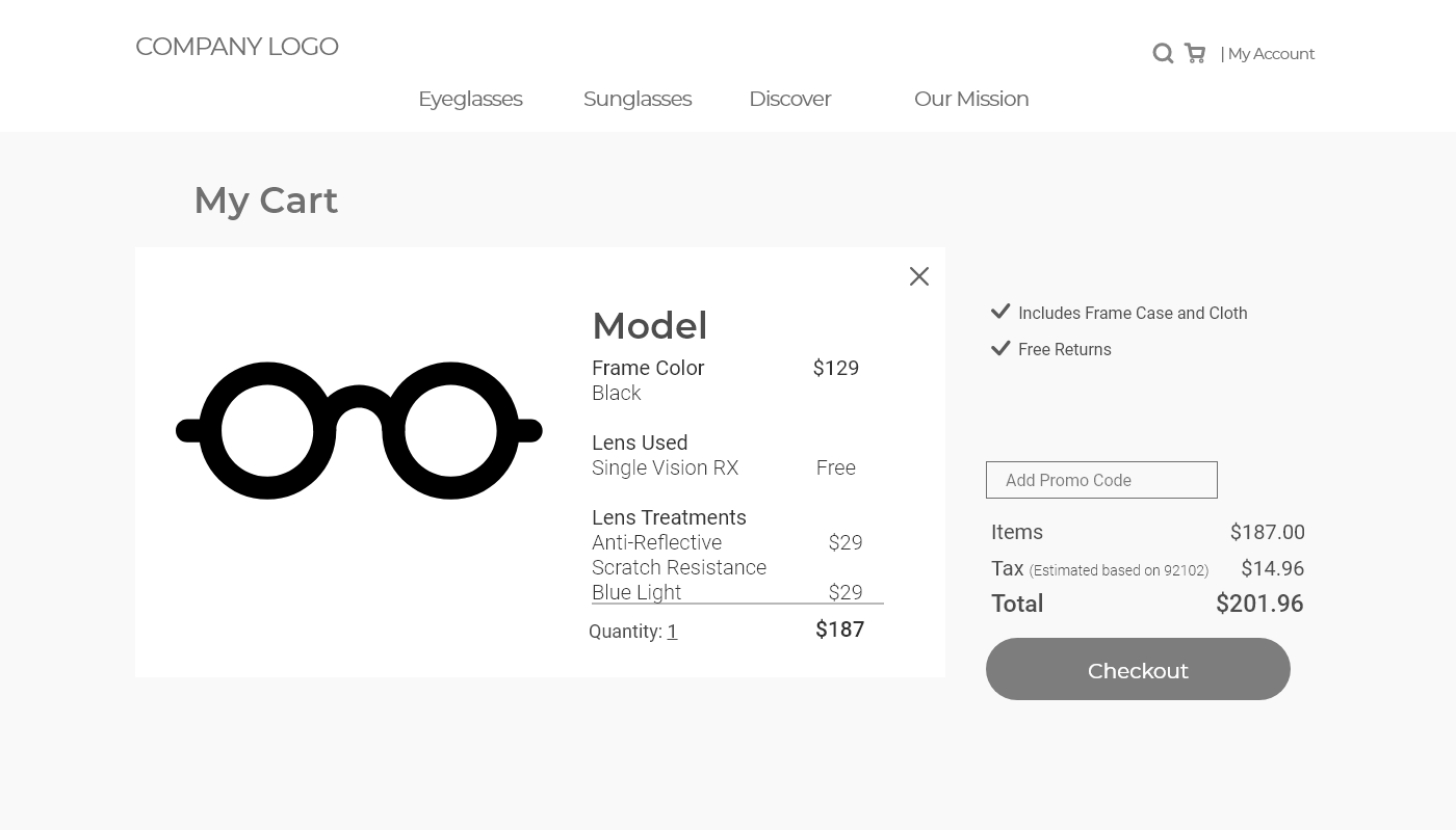 Wireframe View Cart